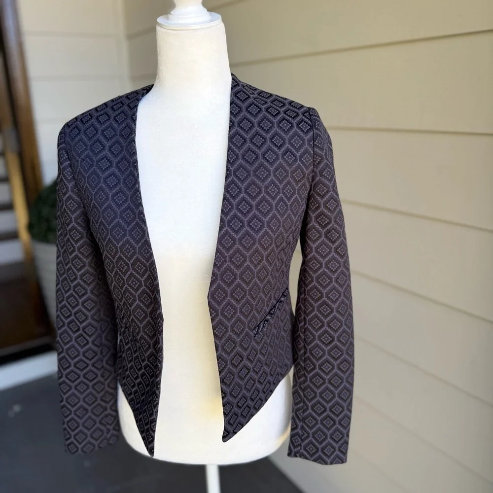Banana Republic size 2P Geometric Patterned Black Jacket - Picture 4 of 9